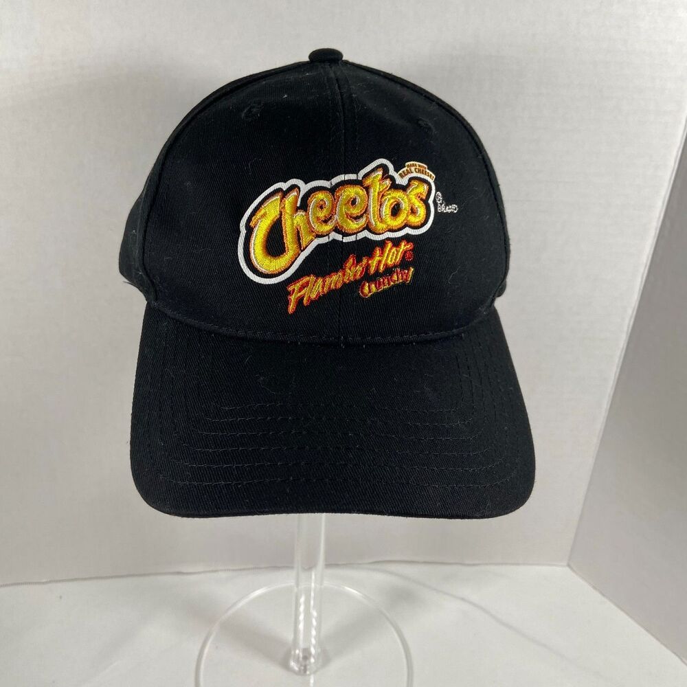 Cheetos Flamin Hot Crunchy Logo Black Adjustable Baseball Cap Hat OSFA